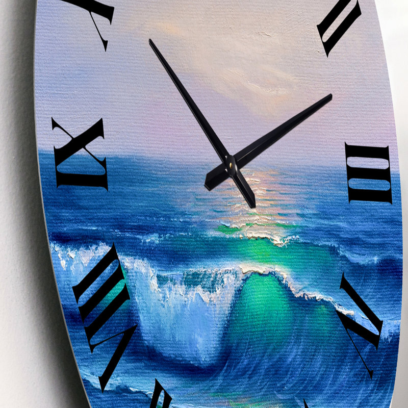 Horloge murale bord de mer V - Reflectioning Throug Braking Waves, Surdimensionné