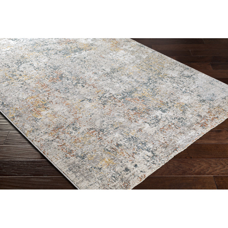 Barner Abstract Teal/Saffron Area Rug, Round 7'10"