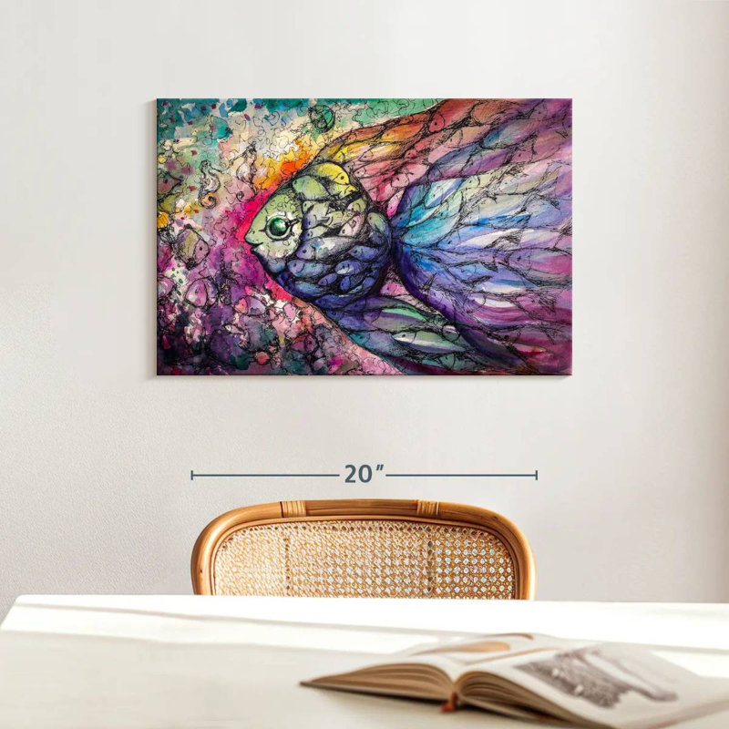 Abstract Rainbow Fish, 16" H x 24" W