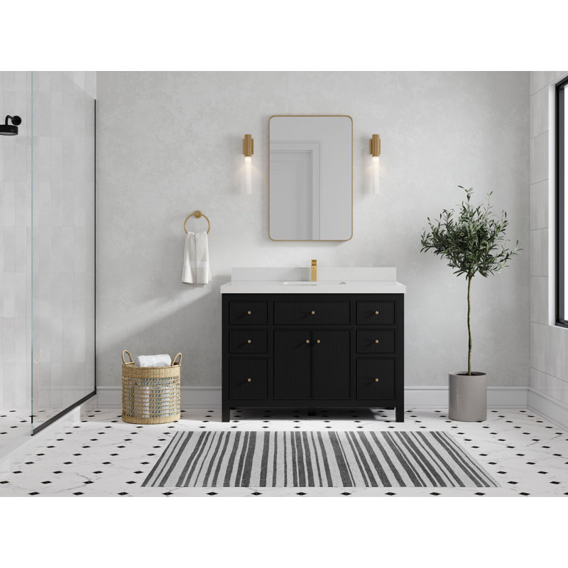 48 po X P 22 po Meuble-lavabo simple D, Quartz de Carrare