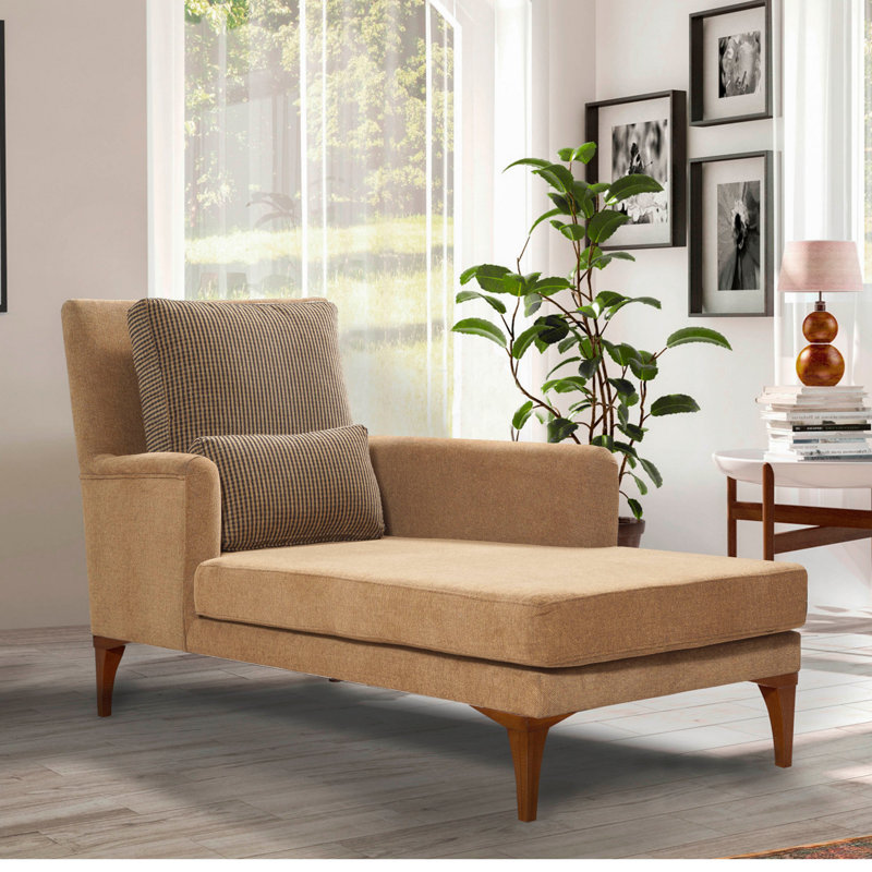 Chaise longue rembourrée Yaphank, Polyester moutarde 100 %