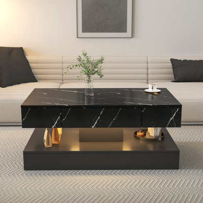 16.93IN High LED Coffee Table,Modern Coffee Table For Living Room,Living Room Tables,Large Living Room Furniture,LED Lights