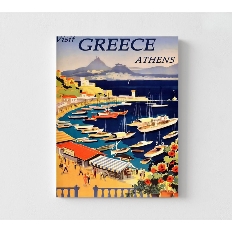 Grèce Grèce, affiche de voyage, affiche grecque rétro, méditerranéen, maison, impression, affiche de Grèce, agence de voyage, décoration murale