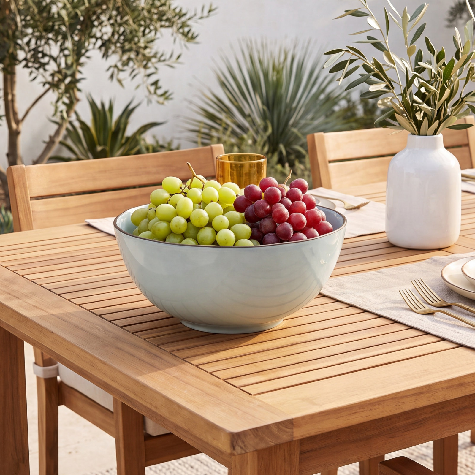 Stacked Organic Serving Bowl, Sky Blue
