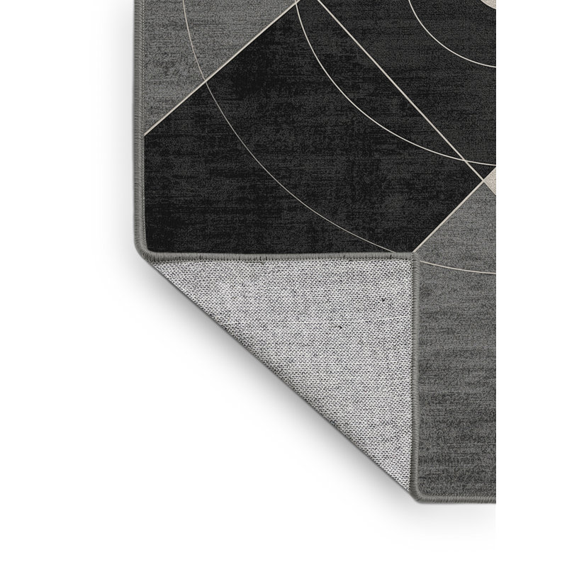 Tapis géométrique moderne et contemporain lavable à la machine à motif d'atomes Parlin - Gris, 8 x 10
