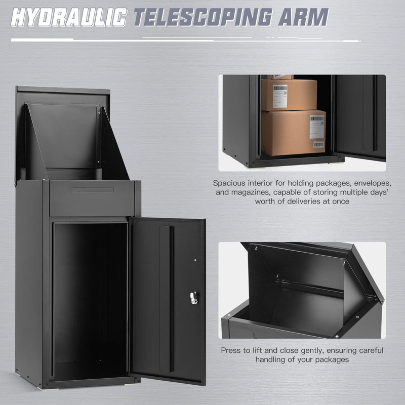 Express Delivery Boxes For Outside, 56" H x 16.34" W x 17.72" D, Black