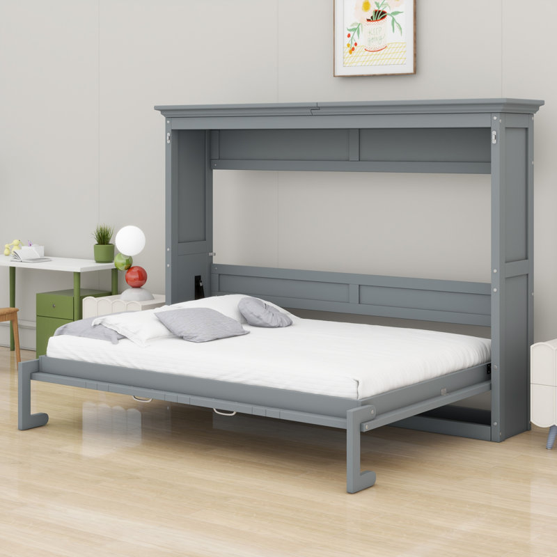 Lit escamotable Wooden, Gris