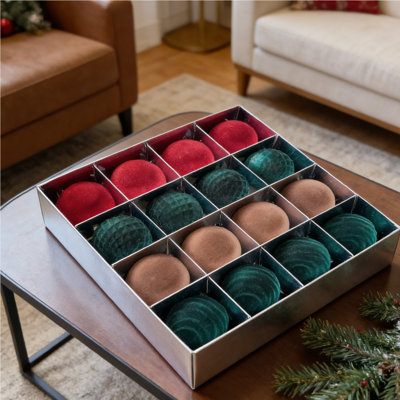 16 pièces de boules de Noël en velours en vrac 2,36 pouces ornement boule de sapin de Noël en plastique ornement suspendu décorations d'ampoules de Noël