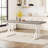 71" Farmhouse Dining Table For 6, Rustic Rectangular Kitchen Table With X-Trestle Metal Legs, Wood Top Dinner Table For Dining Room, Grey & White-830211589-830211593