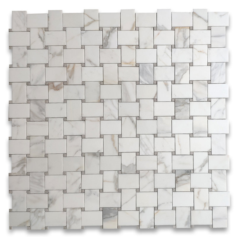 Calacatta 11" x 11" Marble Mosaic Tile, LIght Gray