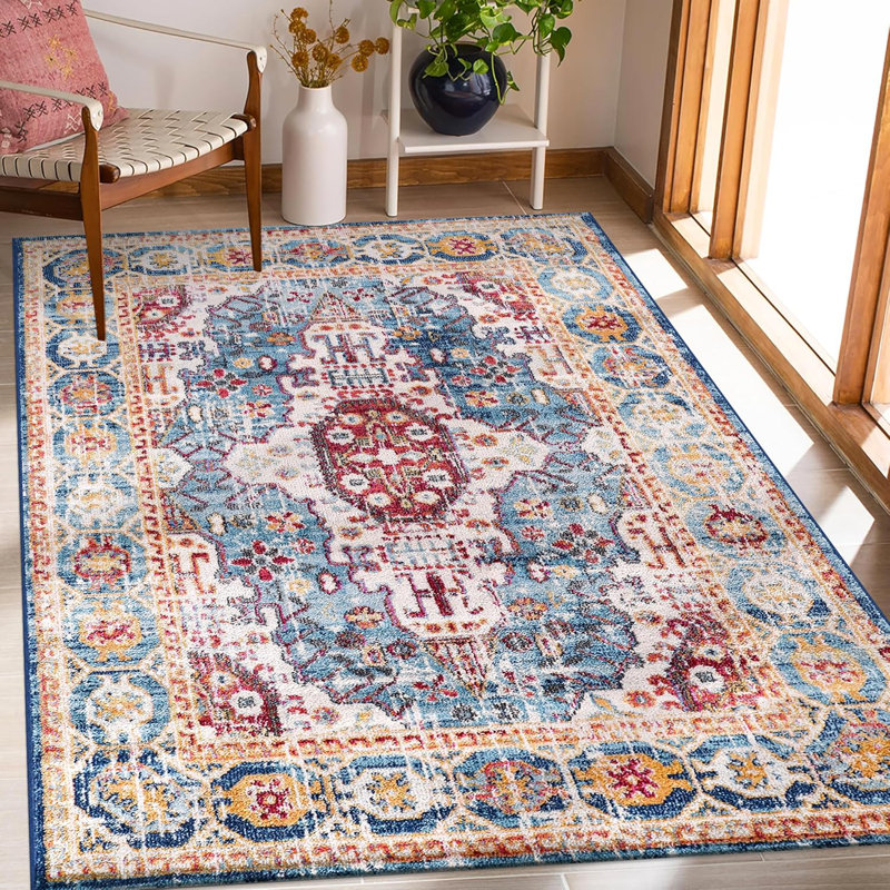 Soft Medium Pile Area Rugs Living Room Carpet Pad Oriental Vintage Rug Non Slip Entryway Rug 7664, Rectangle 80 x 150 cm