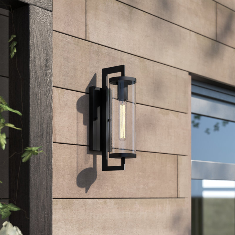 Applique murale d'extérieur 1 lumière Dunston, H 16 po x l 4,25 po x P 7 po, Noir mat