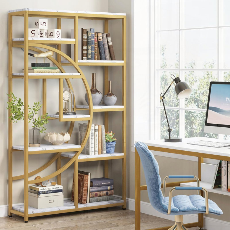 Étagère de rangement à cinq niveaux pour étagère de coin, H 68,9 po x l 11,81 po x P 37,4 po, Doré