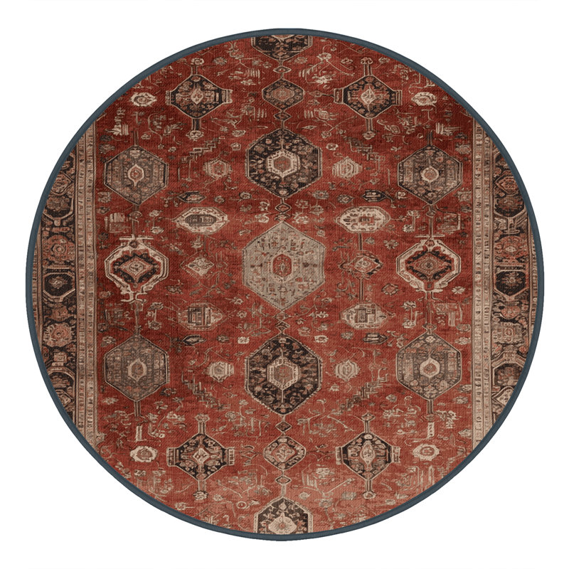 Tapis brun lavable à la machine, Rond 3 pi