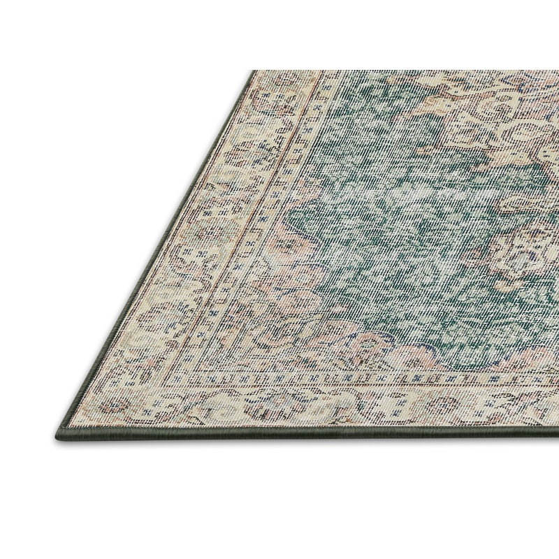 Tapis beige traditionnel/bleu marine Triamkitsawat, Rectangle 5 pi x 7 pi
