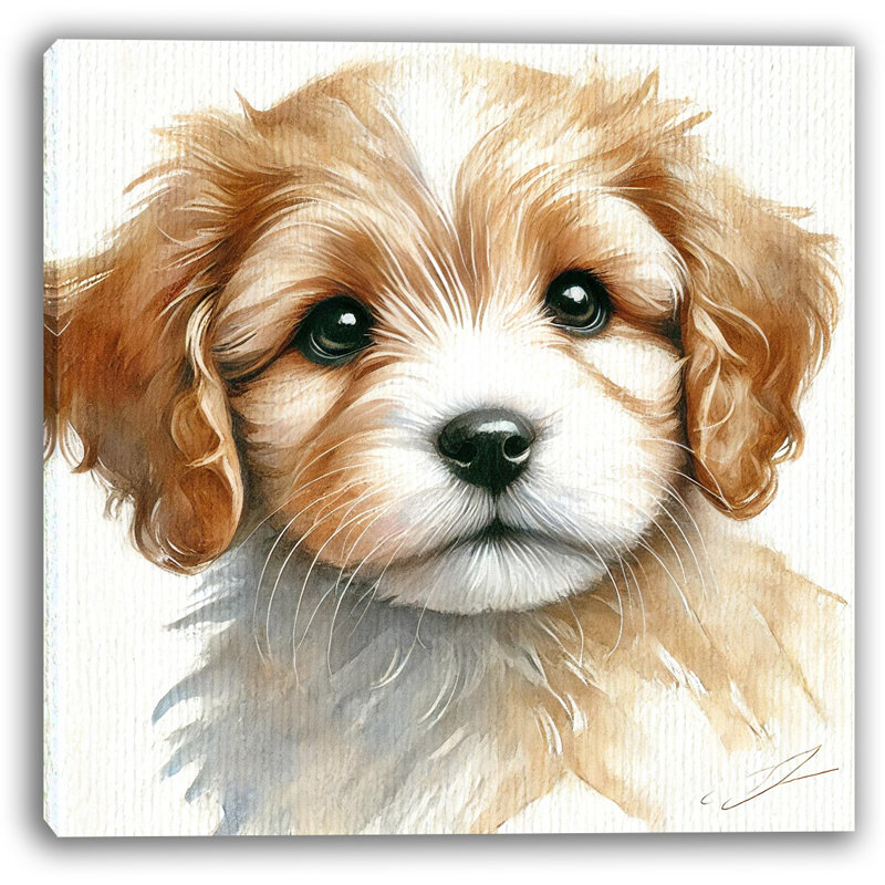 «Adorable Fluffy Puppy», aquarelle sur toile tendue, H 12 po x l 12 po