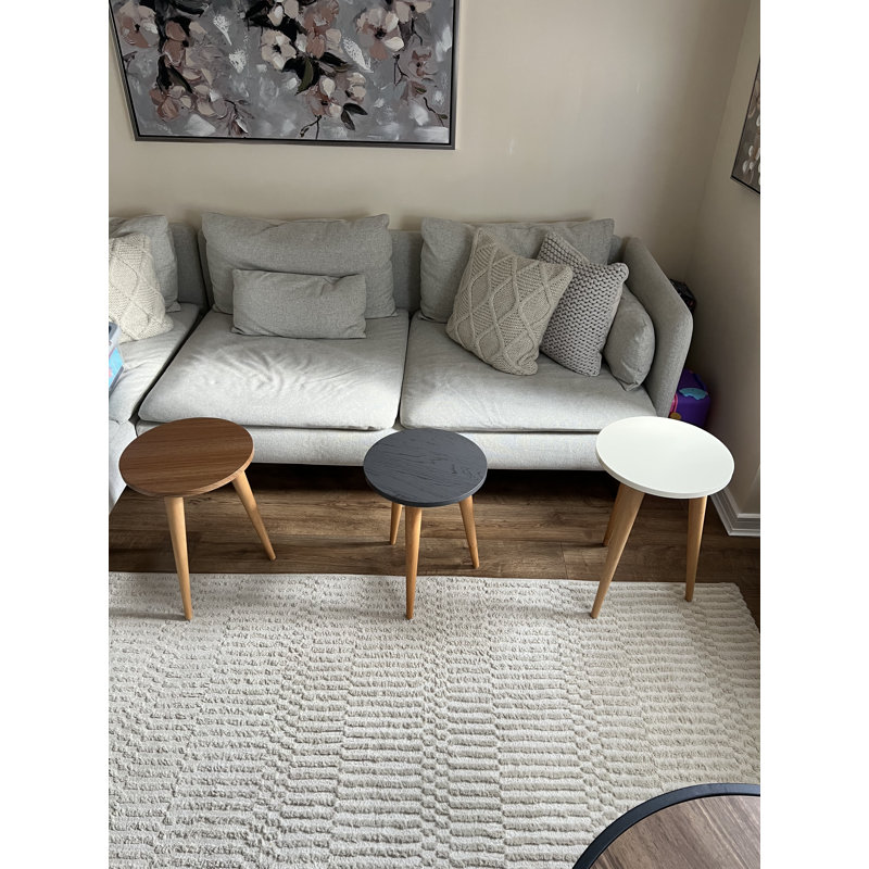 Wanneroo Accent 3 Piece Nest of Tables, Black/Walnut/White