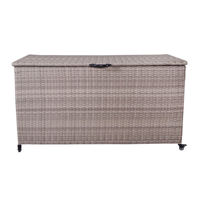 Ebern Designs 157 cm W 826 L Wicker Deck Box with Wheels