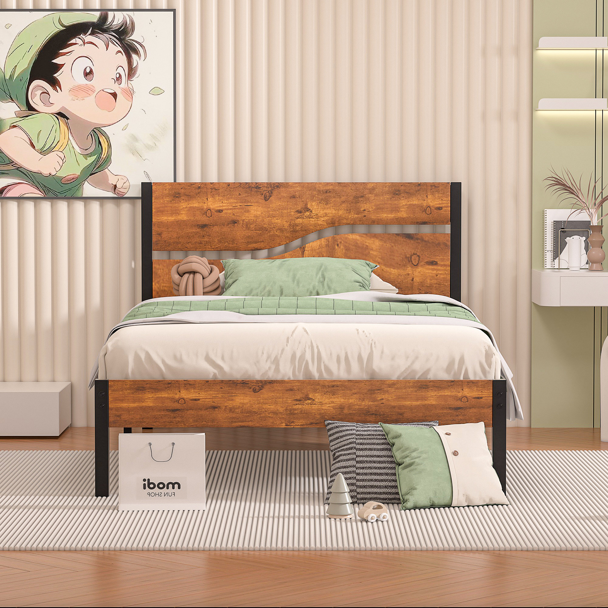 Trent Austin Design Kempst Platform Bed Frame with Wood Headboard and