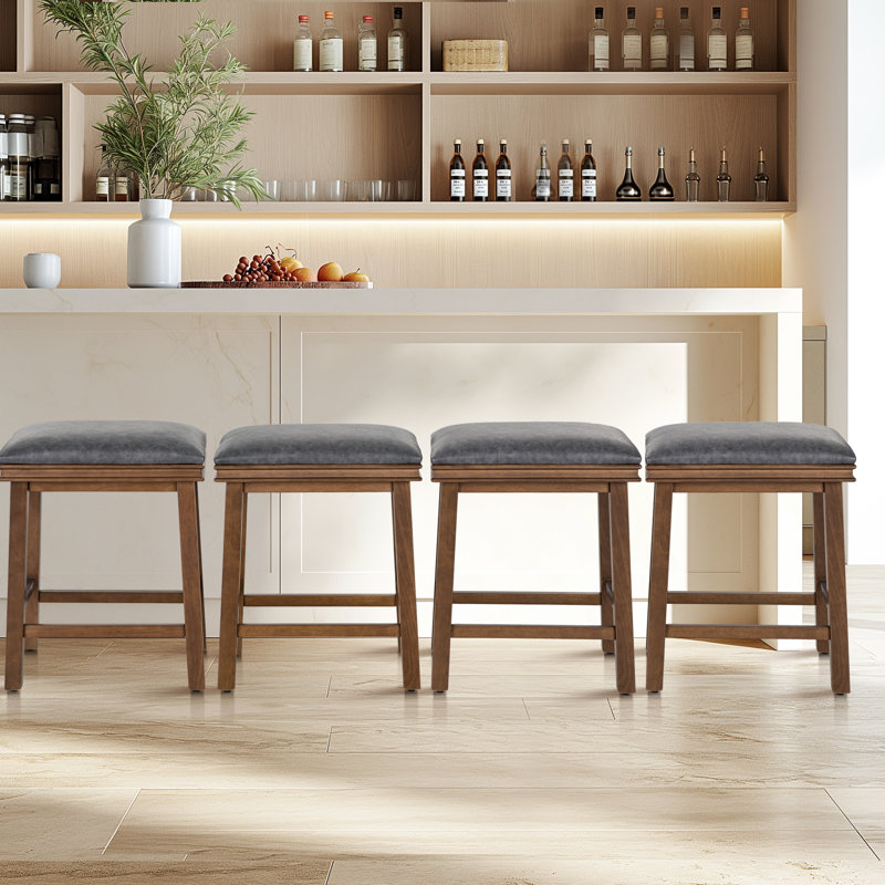 Tabouret de comptoir 24 po Jelissa, Gris, Noyer