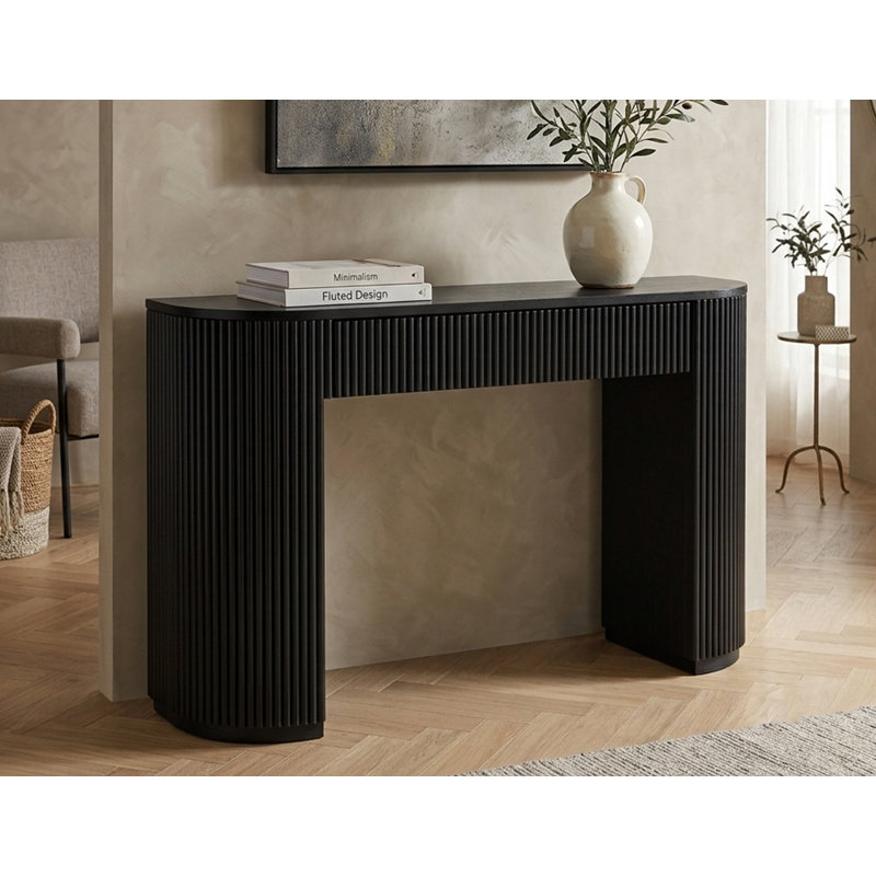 Queensbury 52" Fluted Oak Console Table, Black