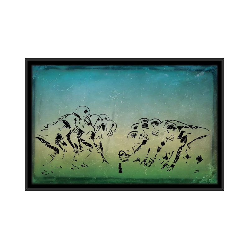«Grid Iron», reproduction d'art graphique sur toile, H 18 po x l 26 po x P 1,5 po, Toile avec cadre noir, Pas de tapis