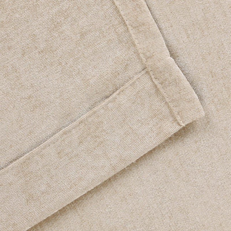 Ensemble de rideaux en chenille avec œillets lavables à la machine, Beige, L 52 po x L 96 po