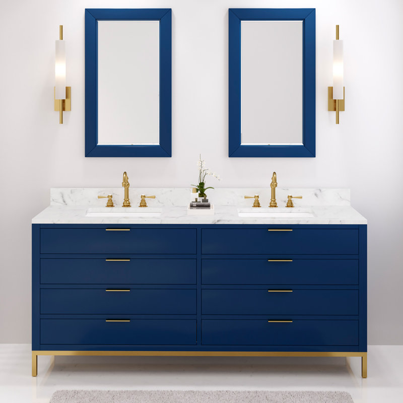 Ensemble de meuble-lavabo double Gervais, Bleu monarque, 72"