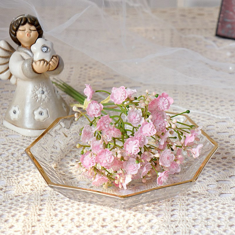 2 bouquets de 42 têtes de fleurs artificielles pour respirer chaque bébé, Rose