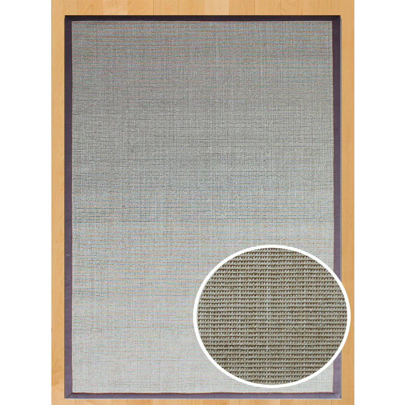 Ivory and Brown Handmade Sisal and Cotton Rectangular Rug