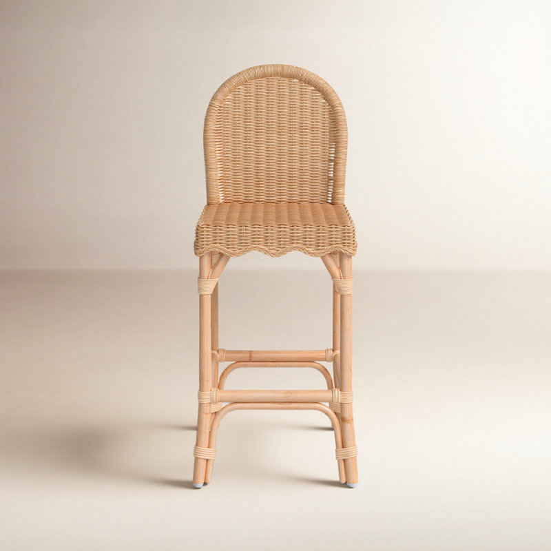 Lacie Rattan Scalloped Edge Bar Stool, Bar Stool (30" Seat Height)