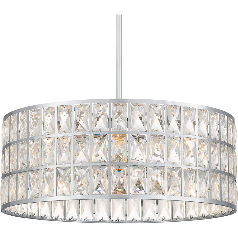 Luminaire suspendu tambour 4 lumières Danyiah, Chrome poli