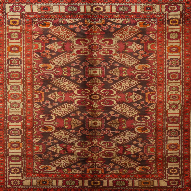 Tapis rouge à motif sud-ouest, Carré 6 pi