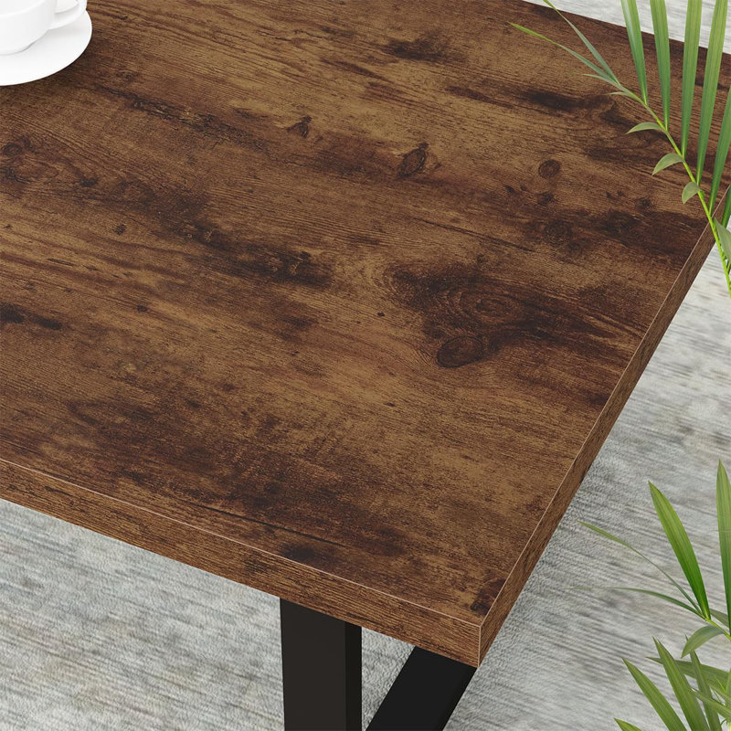 Table de centre industrielle industrielle en bois et métal rectangulaire, table à thé / café rétro minimaliste moderne - brun rustique