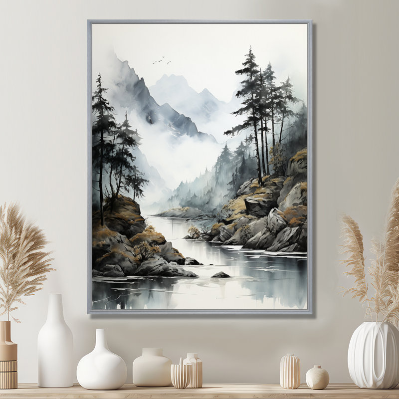 Herzl Alaska Misty Fjords I - impression, H 44 po x l 34 po x P 1,5 po, Encadrement argenté