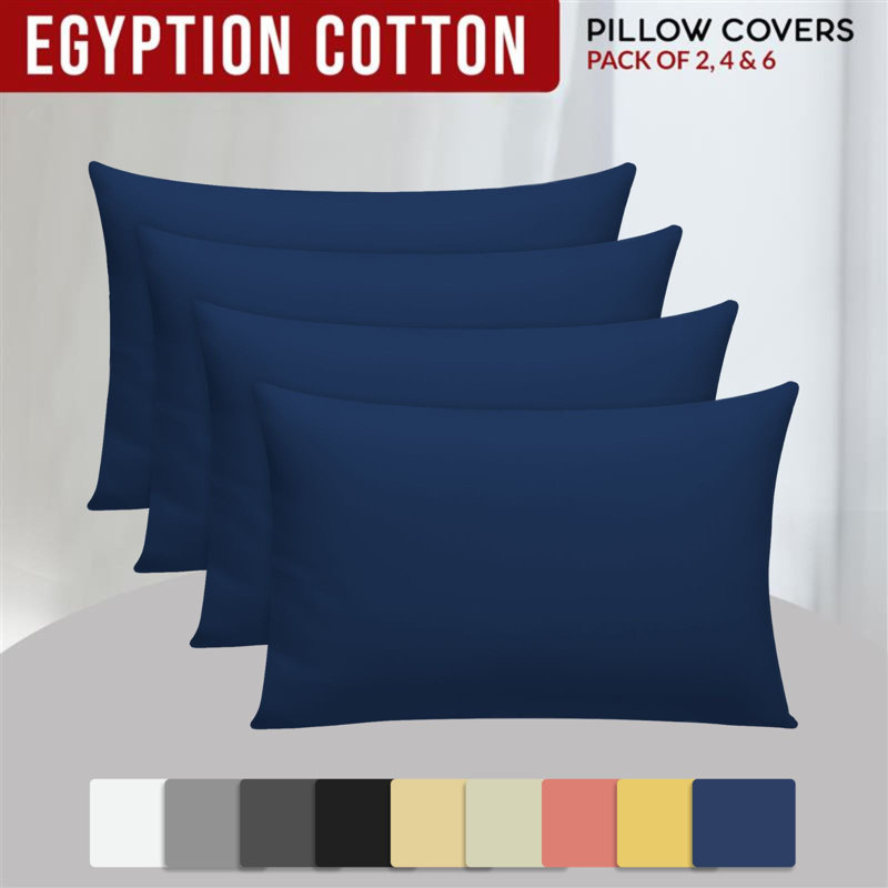 100% Cotton Flatweave Pillowcase Case Pack, Navy
