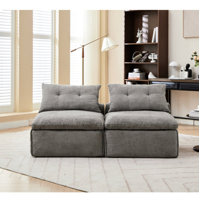 No Chenille Modular , 2 Seats, Gray, Neck & Lumbar Pillows, Diy Pantry Furniture Armrest- Entryway