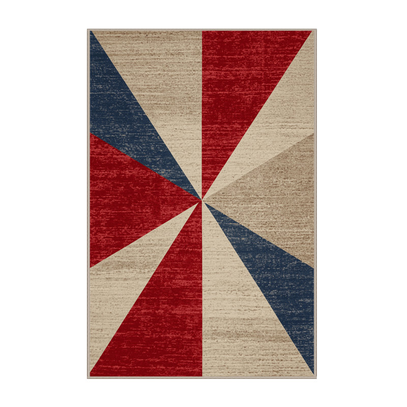 Soft Plush Everitt July 4Th Modern & Contemporary Abstract Area Rug in Brown – Beige Binding, 3x5