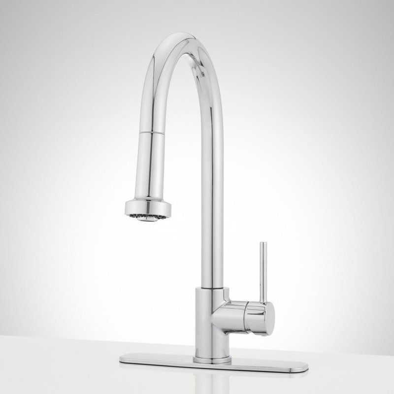 Ridgeway Pull-Down Kitchen Faucet with Deck Plate - Chrome, Chrome