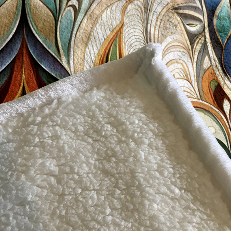 Throw Blanket, 68" W x 80" L, Abstract, Blue/Tan/Orange