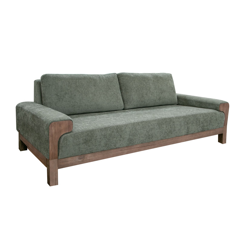 Canapé Caisy, coussins en mousse, bois massif, H 38 po x l 93,25 po x P 39,5 po, Mélange de polyester ivoire