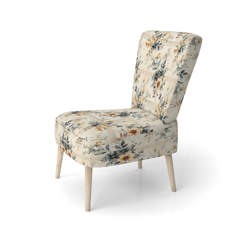 Chaise d'appoint rembourrée bohème et éclectique Vintage Neutrals Mosaic Flowers III