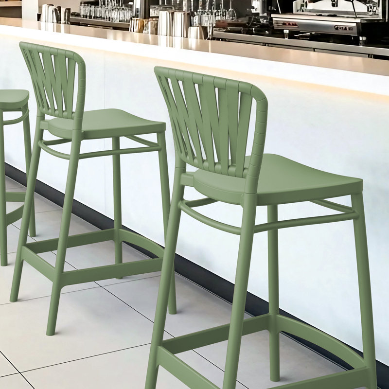 Tabouret de bar d'extérieur Newport, 25.6", Vert olive