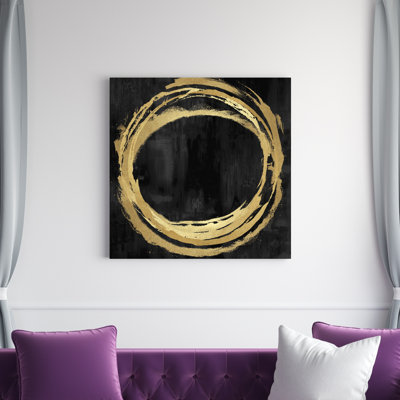 «Black and Yellow Circle Abstract 1», impression sur toile tendue