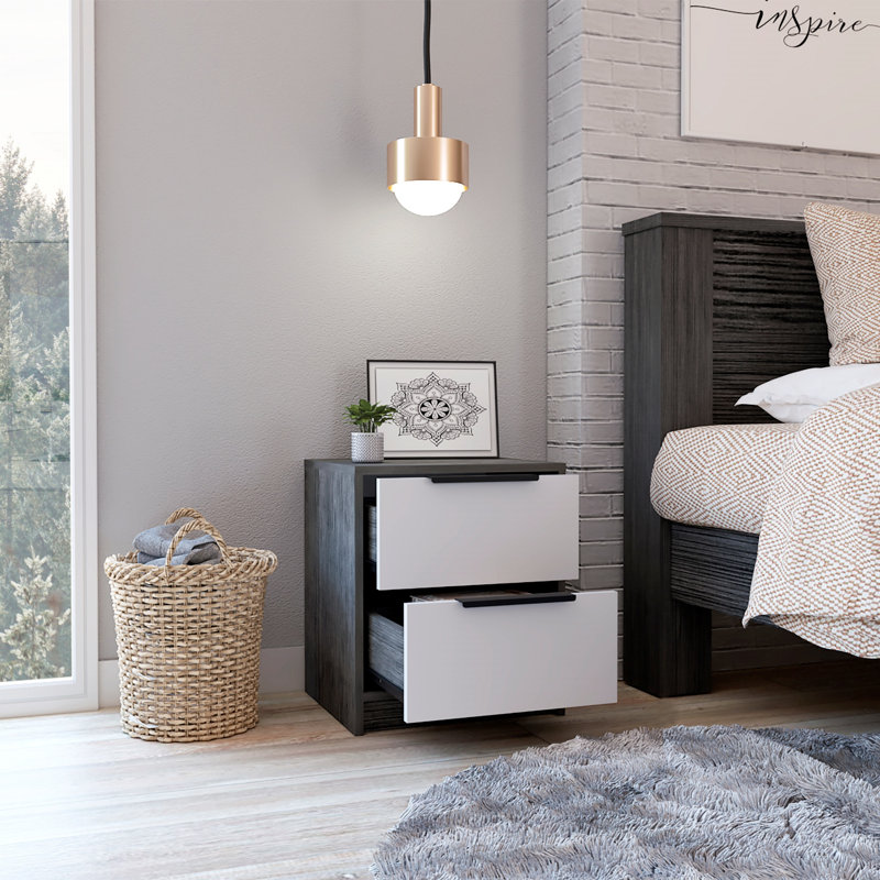 Design moderne et belle table de chevet combinée, deux grands tiroirs