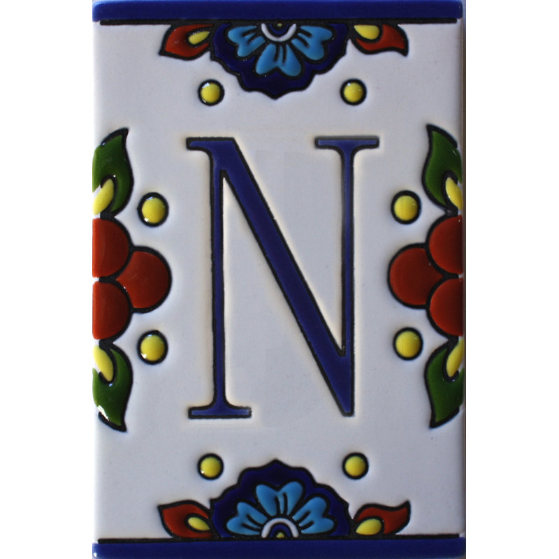 Carrelage TalaMex mexicain Talavera Mission lettre N