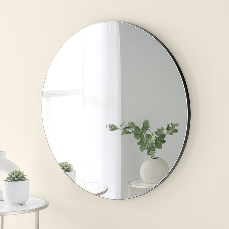 Ivoryanna Wood Flat Wall Mirror, Black, 50X50X2CM