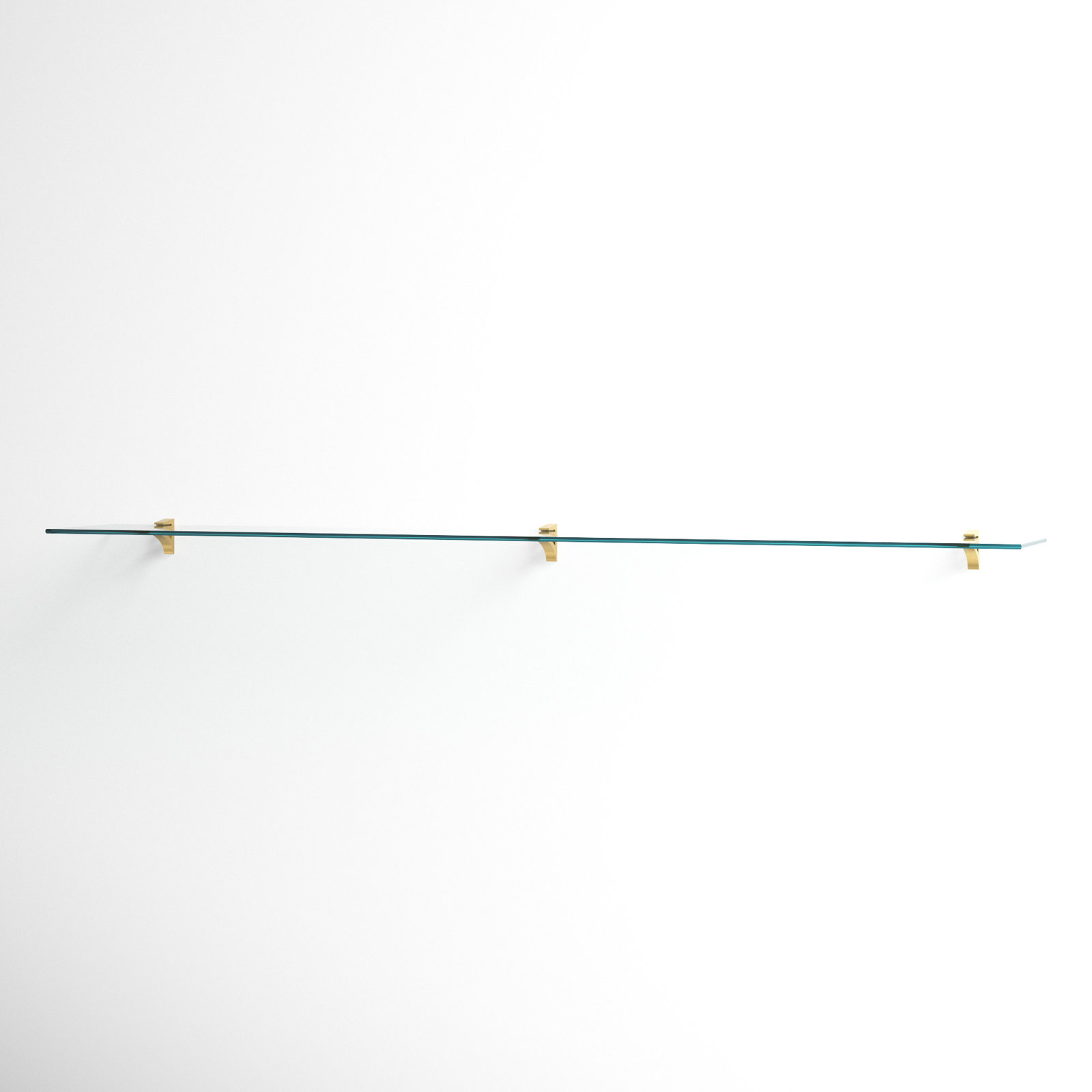 Electra 72" Glass Floating Shelf, Brass, 2.86" H x 36" W x 10.5" D