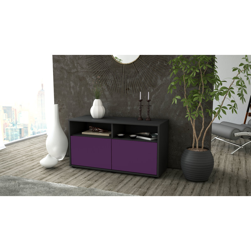 Odum 92 cm W Chest of Drawers, Anthracite/Purple