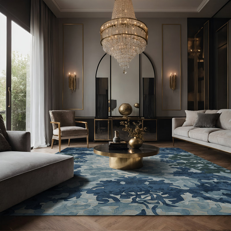 Tapis gris soyeux et moelleux, Rectangle 5 pi x 7 pi